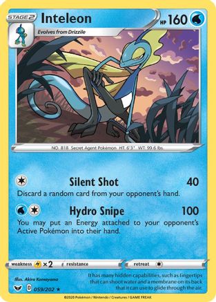 Inteleon () 059/202 - SWSH01 Sword & Shield Base Set Reverse Holofoil