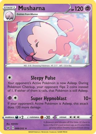Musharna 088/202 - SWSH01 Sword & Shield Base Set Reverse Holofoil