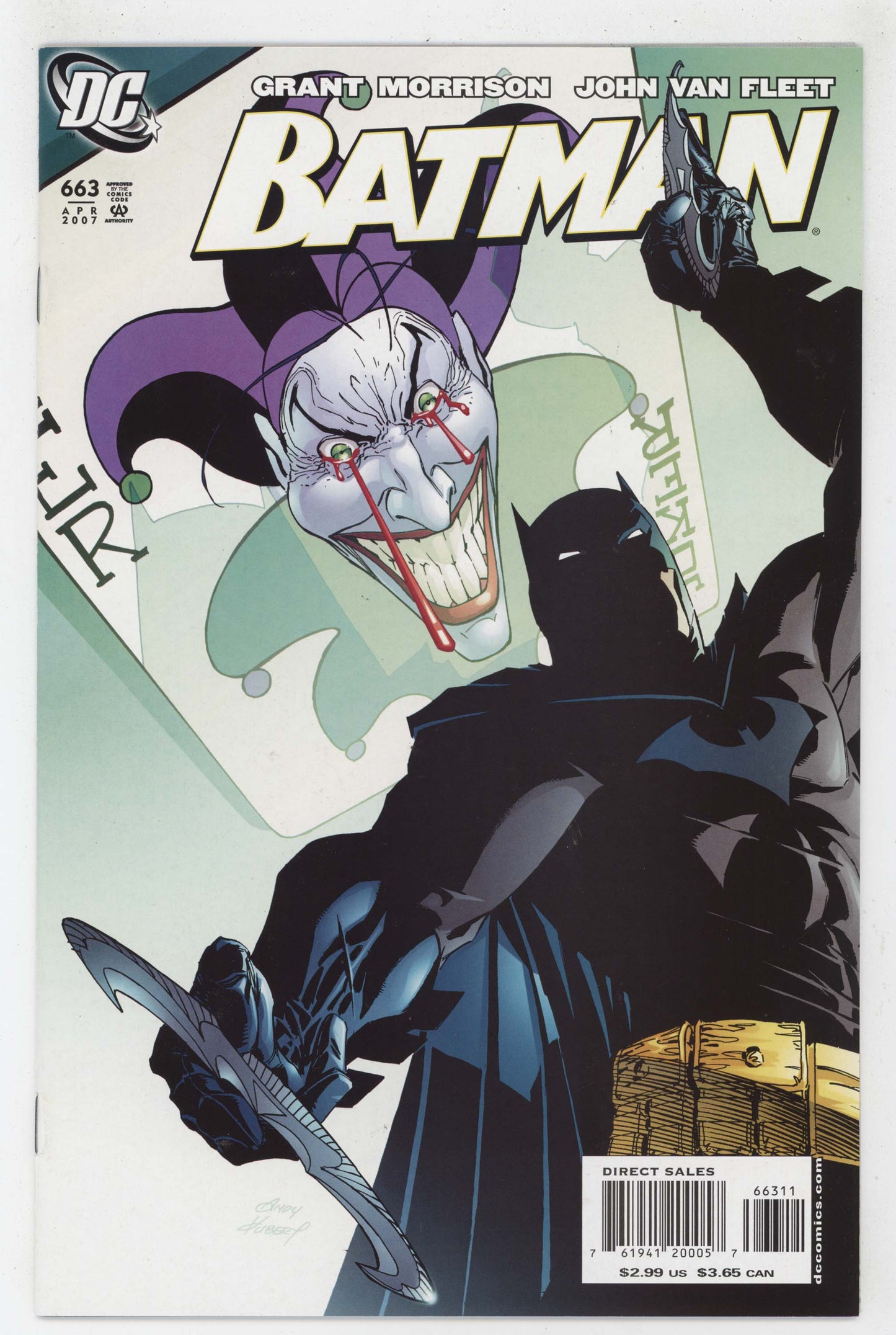 Batman 663 DC 2007 NM Andy Kubert Grant Morrison Joker Playing Card