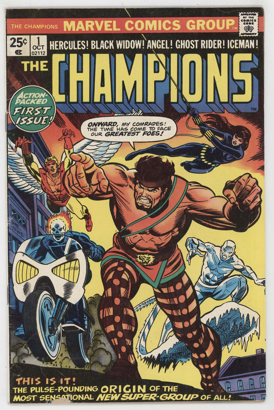 Champions 1 Marvel 1975 VG Gil Kane Hercules Ghost Rider Black Widow Iceman