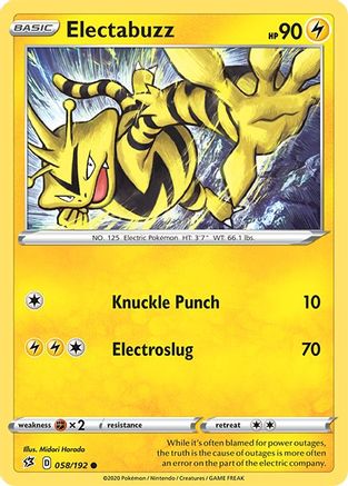 Electabuzz 058/192 - SWSH02 Rebel Clash Reverse Holofoil