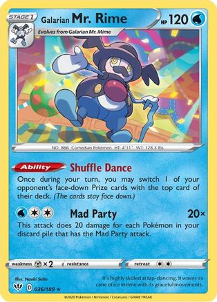 Galarian Mr. Rime 036/189 - SWSH03 Darkness Ablaze Reverse Holofoil