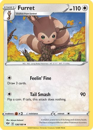 Furret 136/189 - SWSH03 Darkness Ablaze