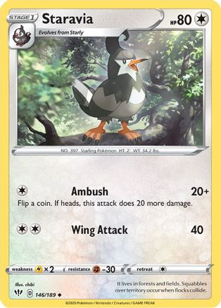 Staravia 146/189 - SWSH03 Darkness Ablaze Reverse Holofoil