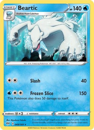 Beartic 049/189 - SWSH03 Darkness Ablaze Reverse Holofoil