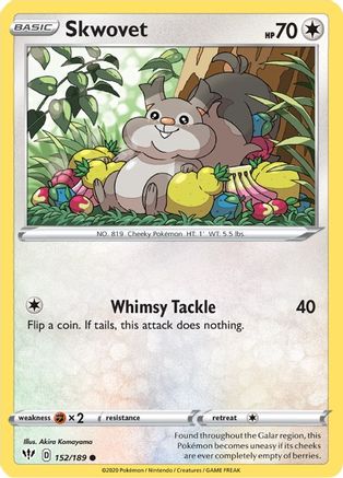 Skwovet 152/189 - SWSH03 Darkness Ablaze Reverse Holofoil