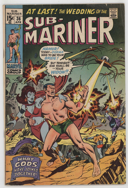 Sub-Mariner 36 Marvel 1971 VG FN Sal Buscema Roy Thomas Lady Dorma Attuma Namor