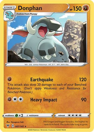 Donphan 087/185 - SWSH04 Vivid Voltage Reverse Holofoil