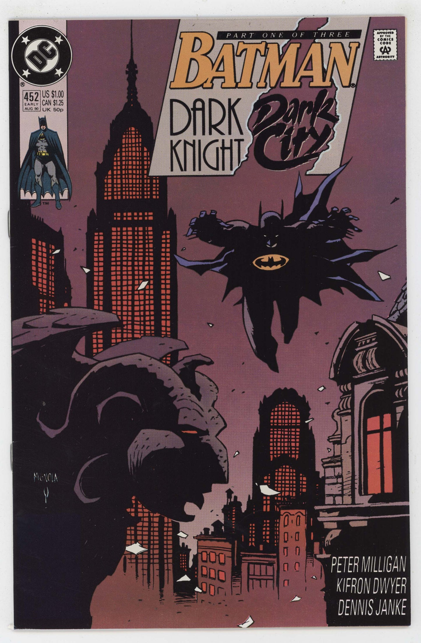 Batman 452 Dark Knight Dark City DC 1990 NM Mike Mignola