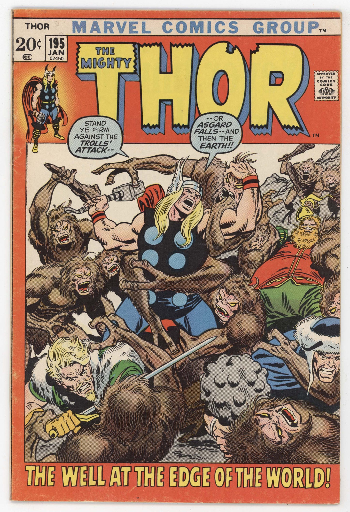 Mighty Thor 195 Marvel 1972 VG FN John Buscema Loki Sif Warriors Three