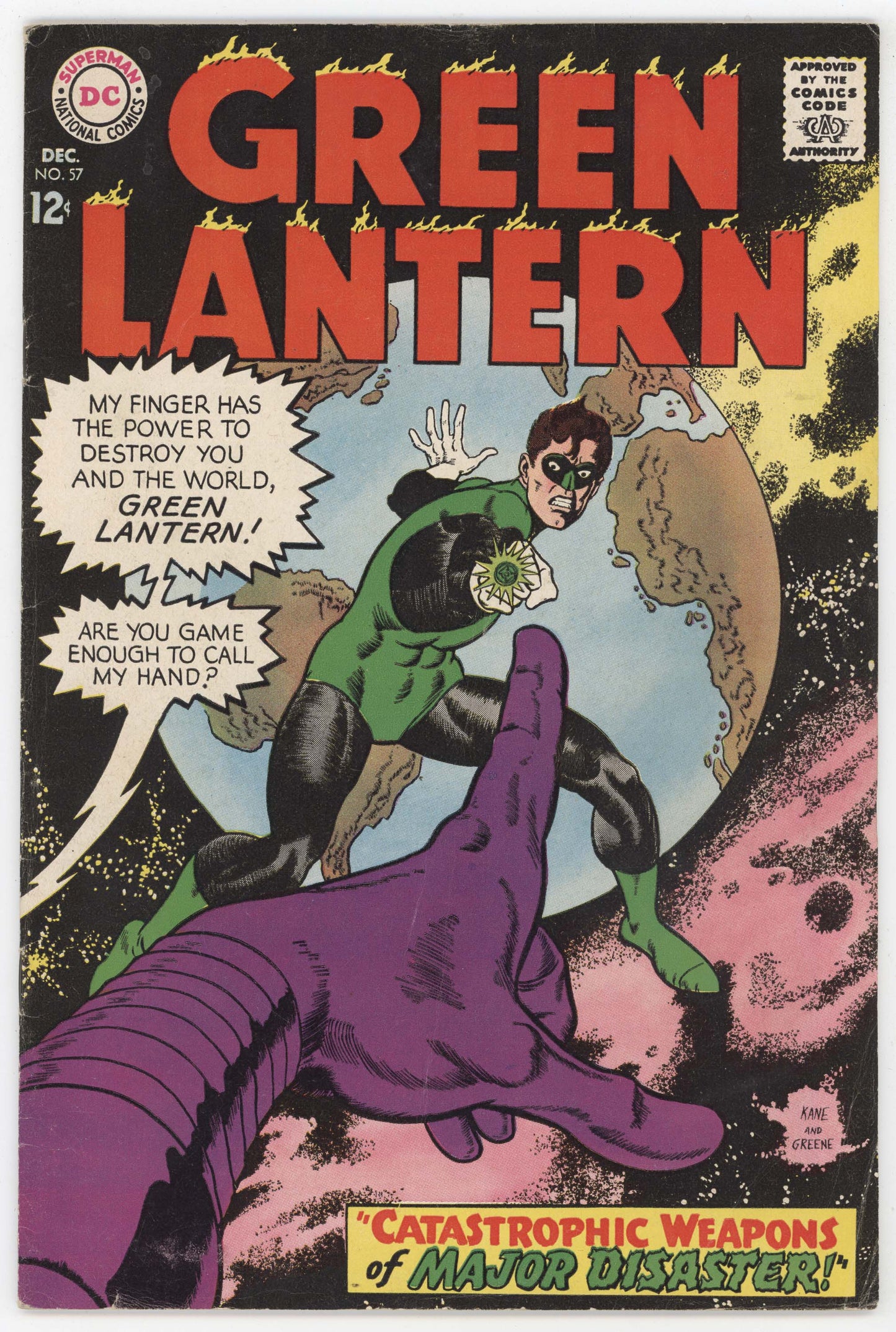 Green Lantern 57 DC 1967 FN Gil Kane Gardner Fox Major Disaster