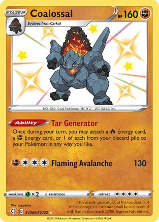 Coalossal SV069/SV122 - Shining Fates Shiny Vault Holofoil