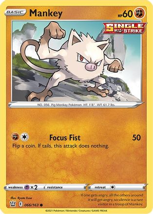 Mankey 066/163 - SWSH05 Battle Styles Reverse Holofoil
