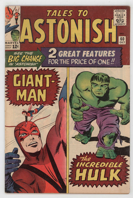Tales To Astonish 60 Marvel 1964 VG FN Giant-Man Wasp Hulk Jack Kirby Stan Lee
