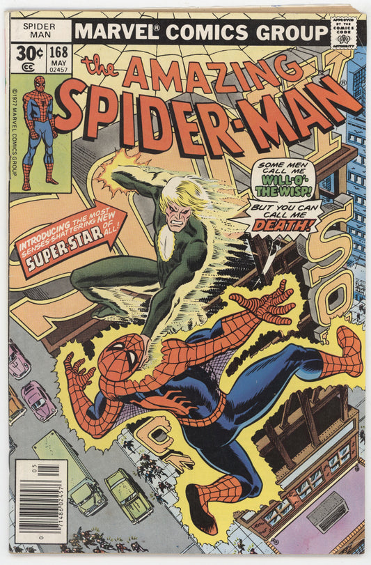 Amazing Spider-Man 168 Marvel 1977 FN Will O' The Wisp Len Wein