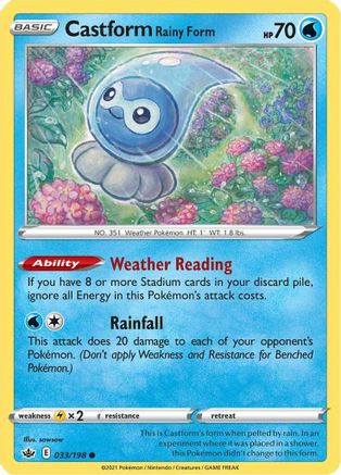 Castform Rainy Form 033/198 - SWSH06 Chilling Reign Reverse Holofoil - Golden Apple Comics