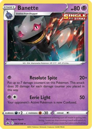 Banette 063/198 - SWSH06 Chilling Reign Reverse Holofoil
