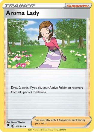Aroma Lady 141/203 - SWSH07 Evolving Skies Reverse Holofoil - Golden Apple Comics