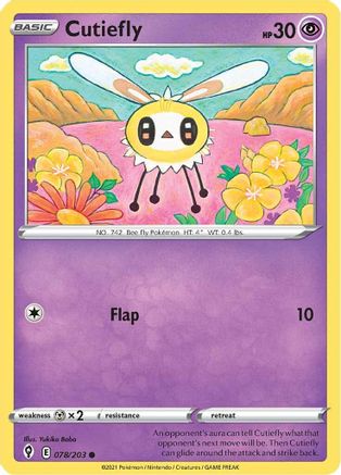 Cutiefly 078/203 - SWSH07 Evolving Skies Reverse Holofoil