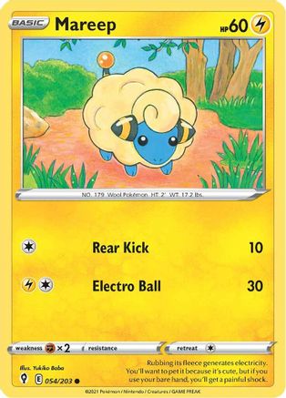 Mareep 054/203 - SWSH07 Evolving Skies Reverse Holofoil