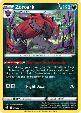 Zoroark 103/203 - SWSH07 Evolving Skies Reverse Holofoil - Golden Apple Comics