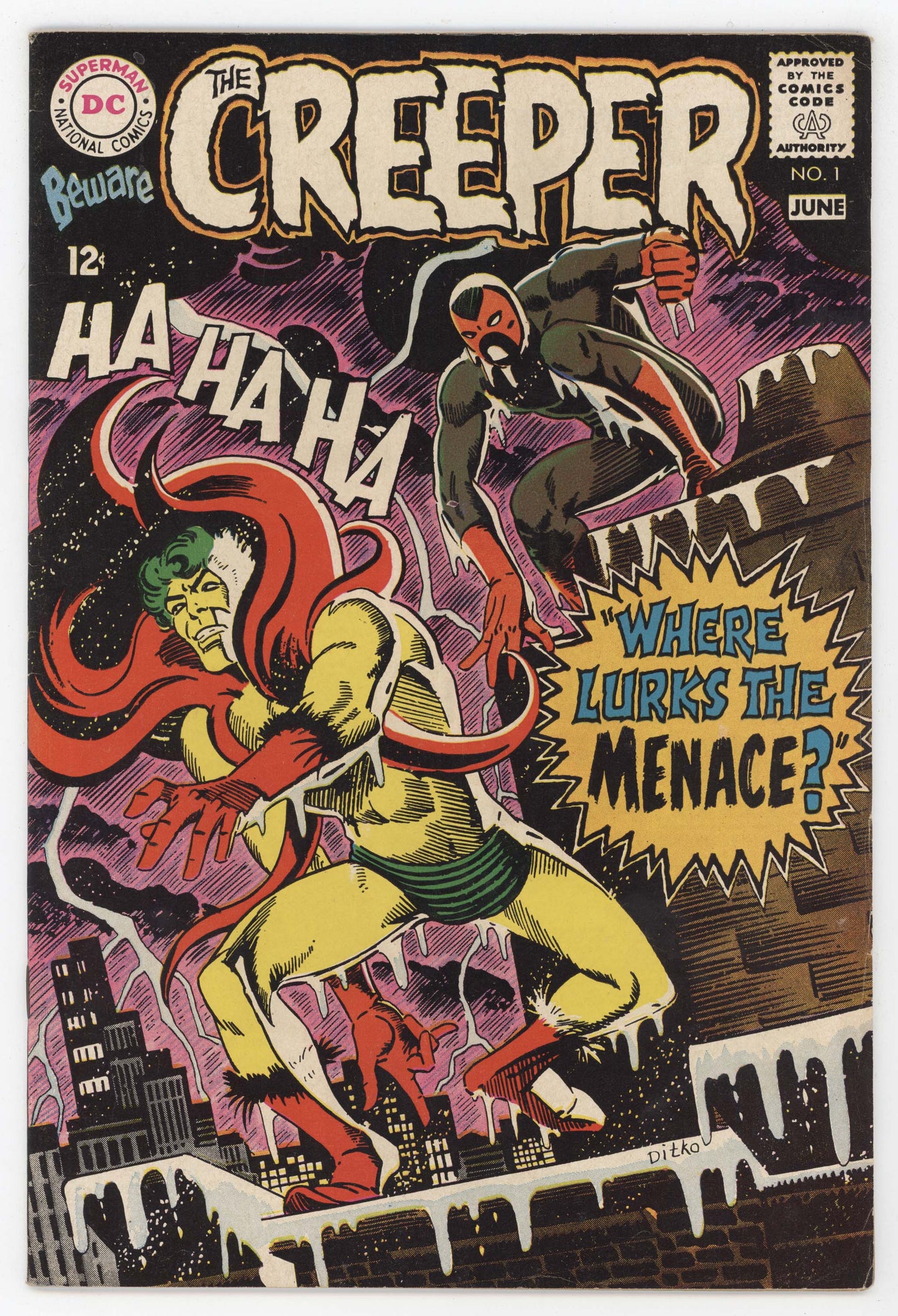 Beware The Creeper 1 DC 1968 FN VF Steve Ditko Denny O'Neil