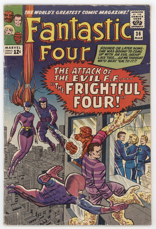 Fantastic Four 36 Marvel 1965 GD VG Stan Lee 1st Frightful Four Medusa