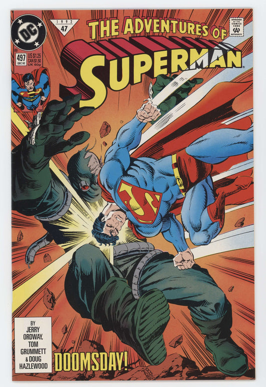 Adventures Of Superman 497 DC 1992 NM Doomsday Justice League Death Of