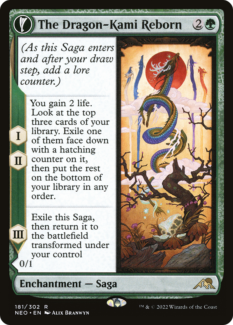 The Dragon-Kami Reborn // Dragon-Kami's Egg (NEO-181) - Kamigawa: Neon Dynasty: (fandfc, enchantment)
