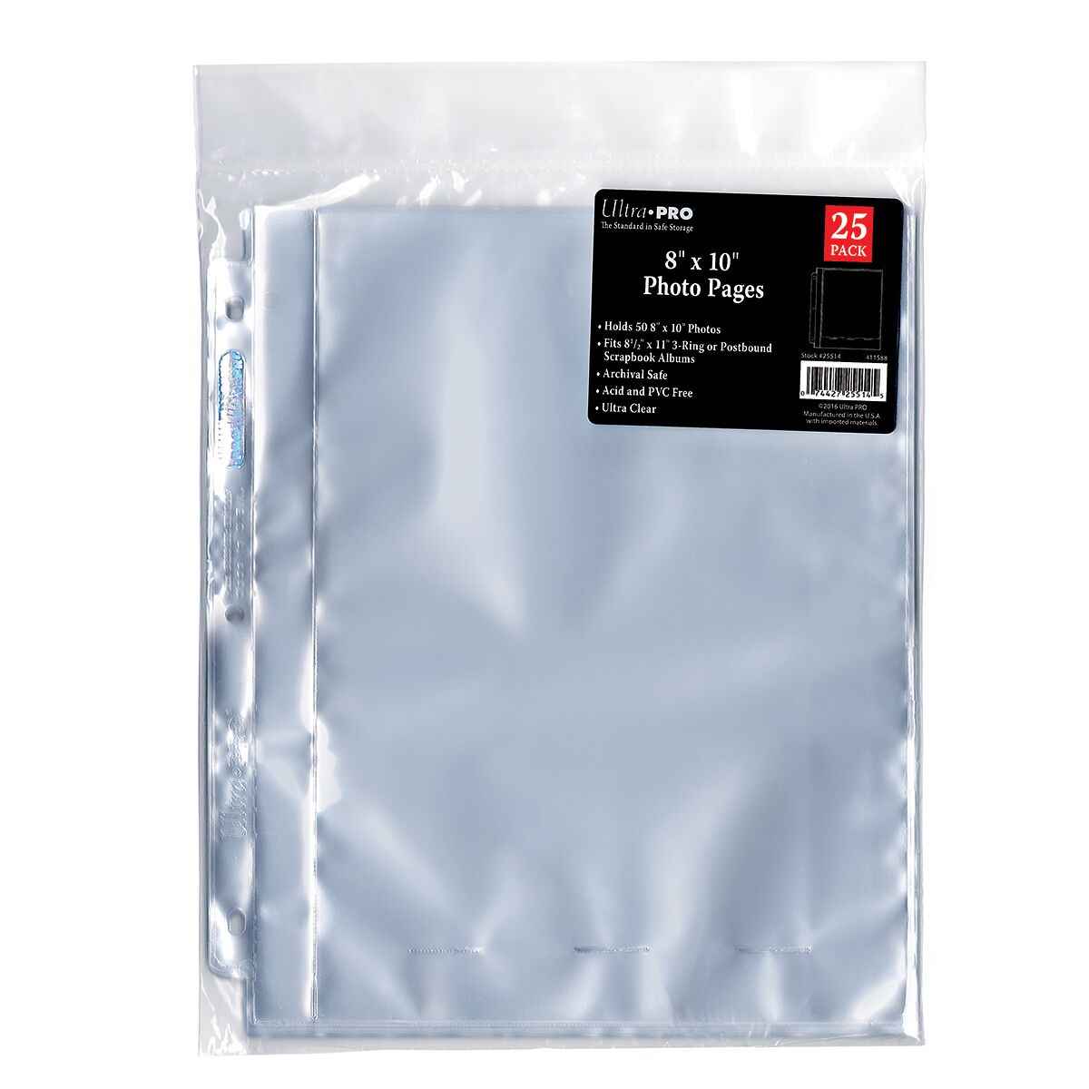 3-Hole Clear 8" x 10" Photo Pages
