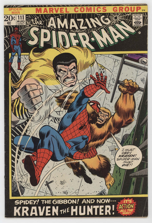 Amazing Spider-Man 111 Marvel 1972 FN VF Gibbon Kraven The Hunter John Romita