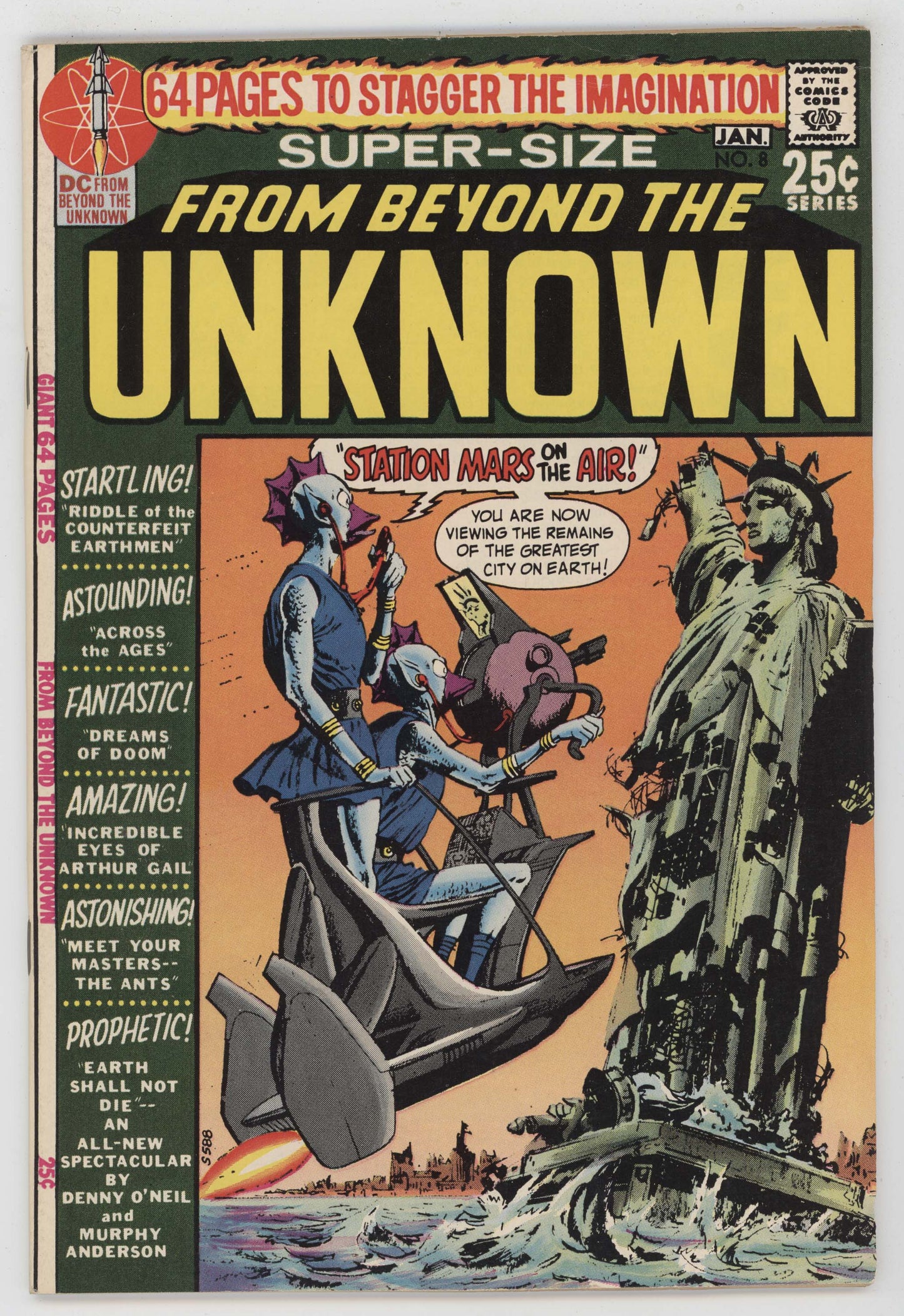 From Beyond The Unknown 8 DC 1971 FN Neal Adams NYC Statue Of Liberty Aliens