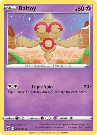 Baltoy 058/172 - SWSH09 Brilliant Stars Reverse Holofoil