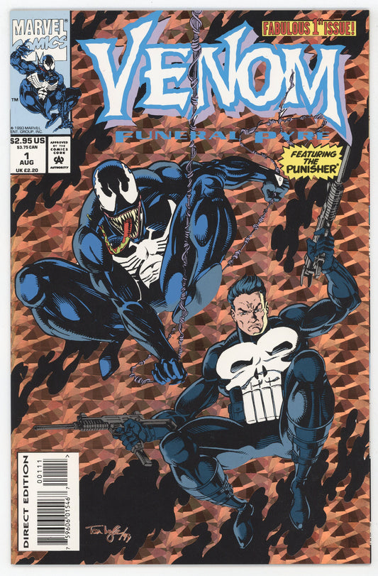 Venom Funeral Pyre 1 Marvel 1993 NM- 9.2 Punisher Pyre Foil Tom Lyle