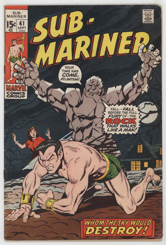 Sub-Mariner 41 Marvel 1971 VG George Tuska Gerry Conway Namor The Rock