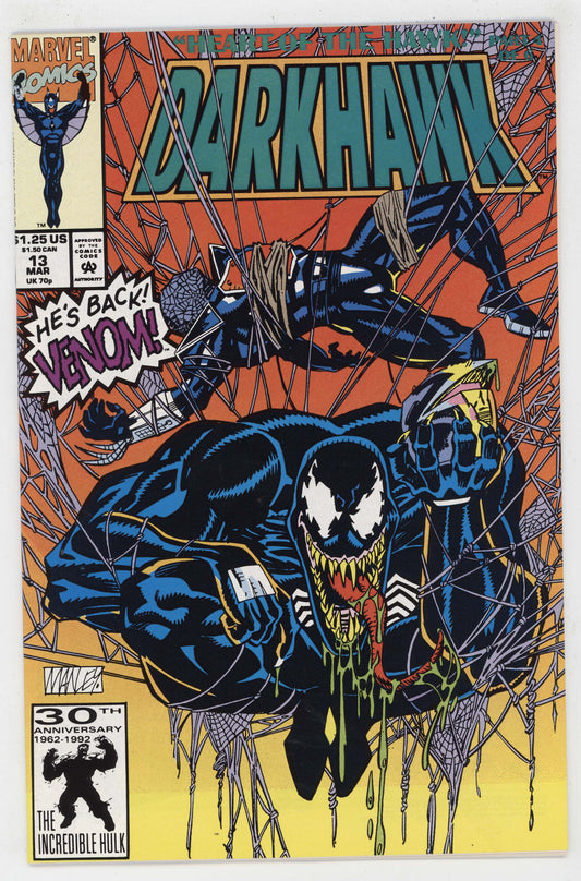 Darkhawk 13 Marvel 1992 NM+ 9.6 Venom Island Web Bondage