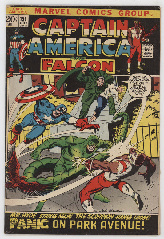 Captain America 151 Marvel 1972 VG FN Sal Buscema Falcon Scorpion Mr Hyde