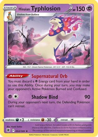 Hisuian Typhlosion 052/189 - SWSH10 Astral Radiance Reverse Holofoil