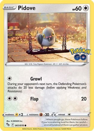Pidove 061/078 - Pokemon GO Reverse Holofoil