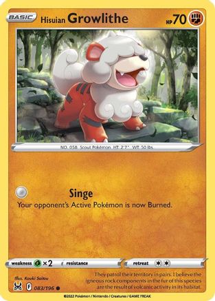 Hisuian Growlithe 083/196 - SWSH11 Lost Origin