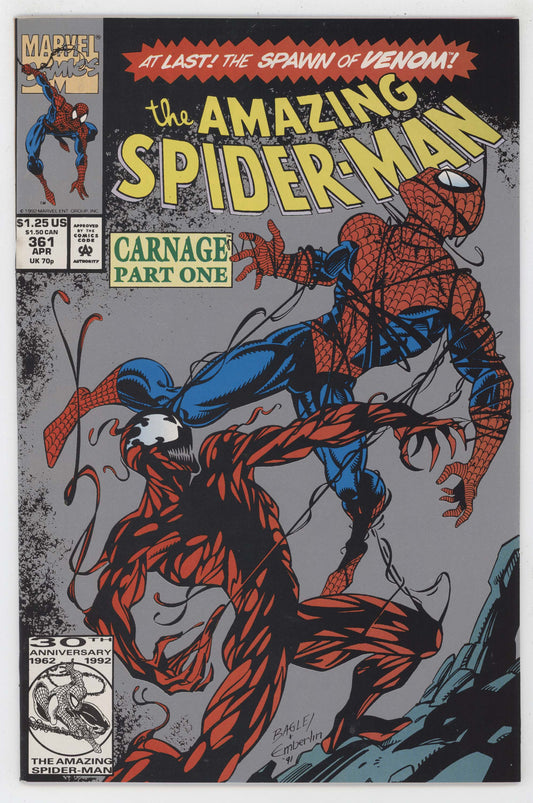 Amazing Spider-Man 361 Marvel 1992 NM 2nd Print Silver 1st Carnage Venom