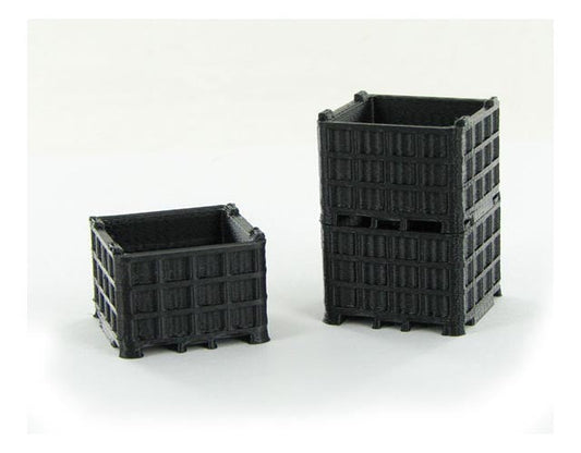 3D To Scale 64-252-BK 1/64 – Plastic Bin Pallets 3pk Black Scene Detail