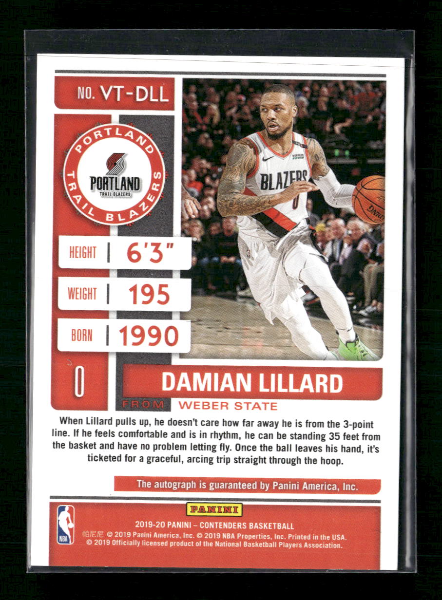 Damian Lillard 2019-20 Panini Contenders #VT-DLL Veteran Playoff Ticket #/35