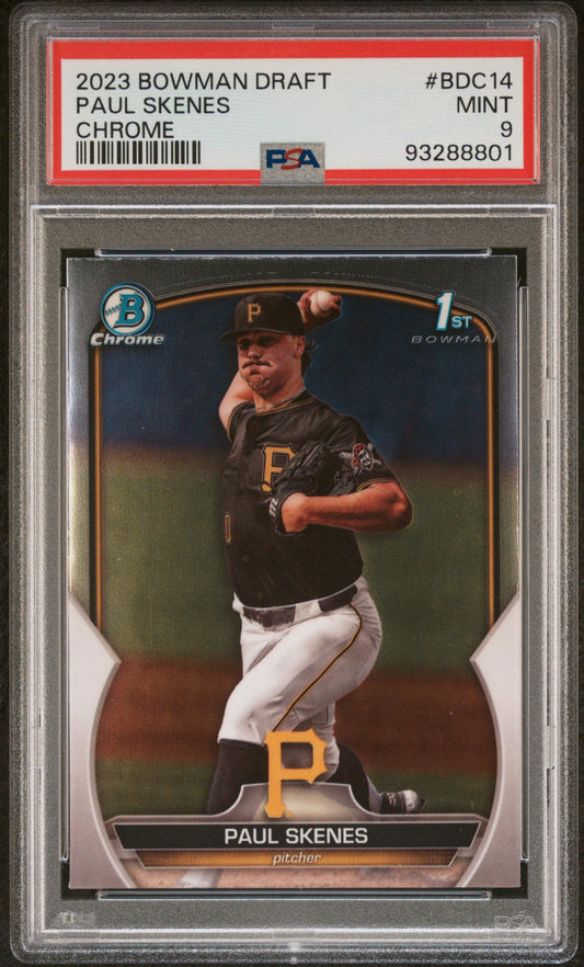Graded 2023 Topps Bowman Draft Paul Skenes #BDC14 Chrome Rookie RC Baseball Card PSA 9 Mint