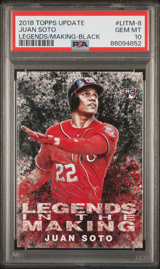 Graded 2018 Topps Update Juan Soto #LITM8 Legends In The Making Black Rookie RC Baseball Card PSA 10 Gem Mint