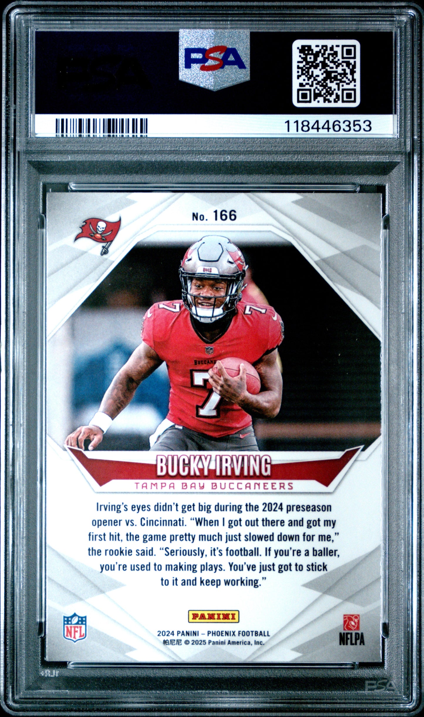 Graded 2024 Panini Phoenix Bucky Irving #166 Lazer Rookie RC Football Card PSA 10 Gem Mint