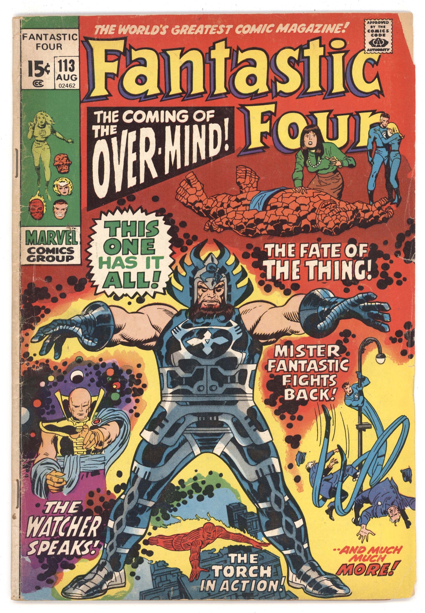 Fantastic Four 113 Marvel 1971 GD VG Stan Lee 1st Overmind Watcher Hulk