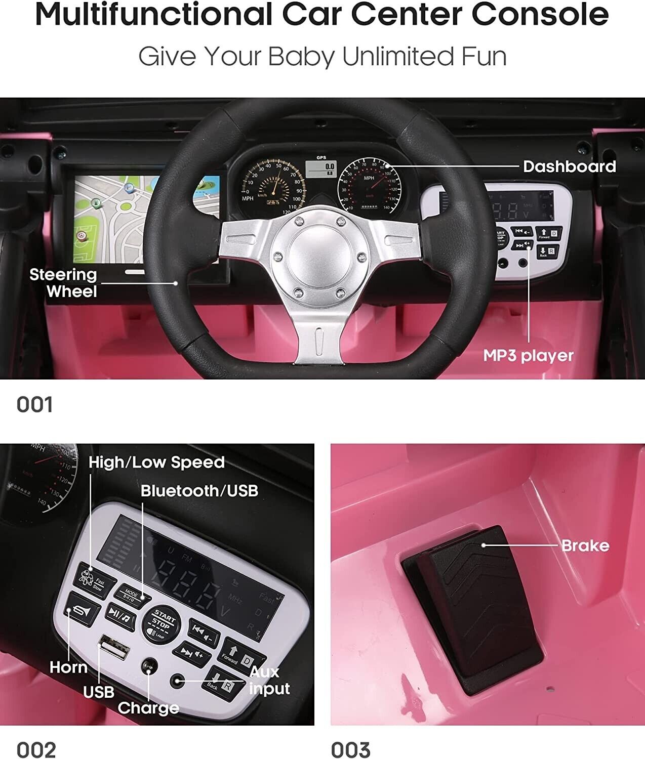 2-Seater Electric Ride-On Truck for Kids with Remote Control - Pink