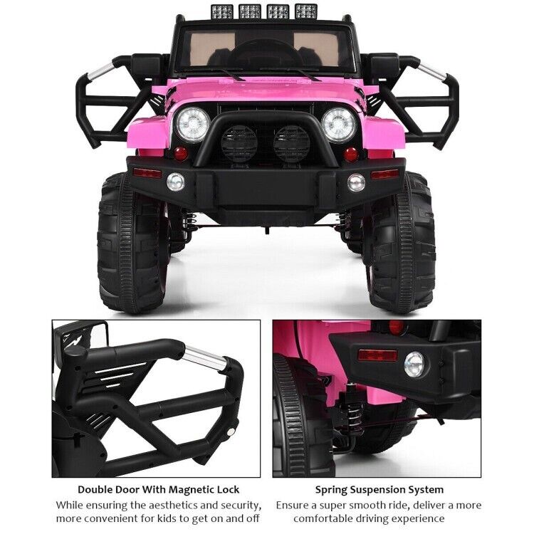 3-Speed Ride-On Truck with MP3 Player, Remote Control, and LED Lights for Safe and Fun Playtime