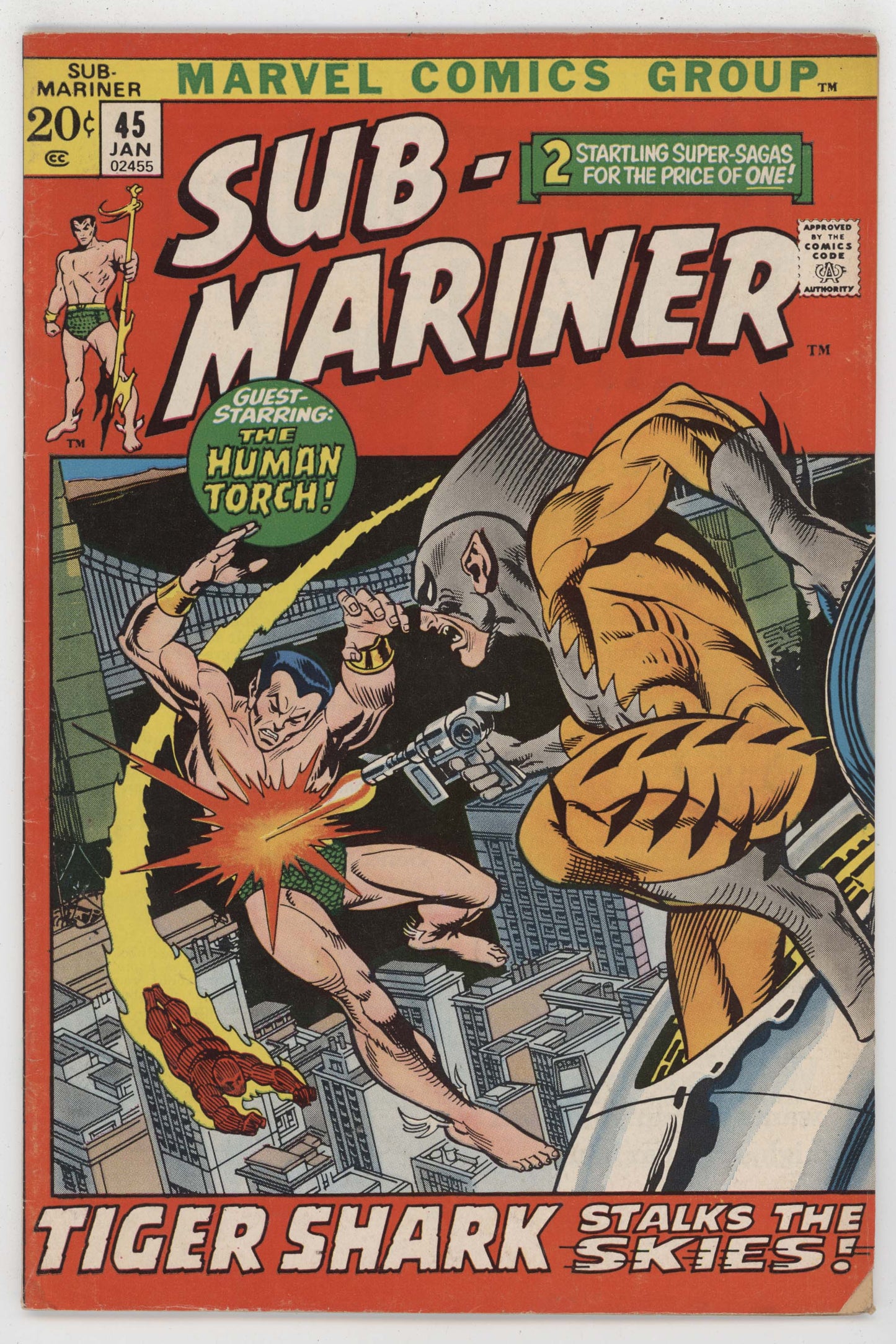 Sub-Mariner 45 Marvel 1972 VG Gil Kane Gerry Conway Namor Tiger Shark